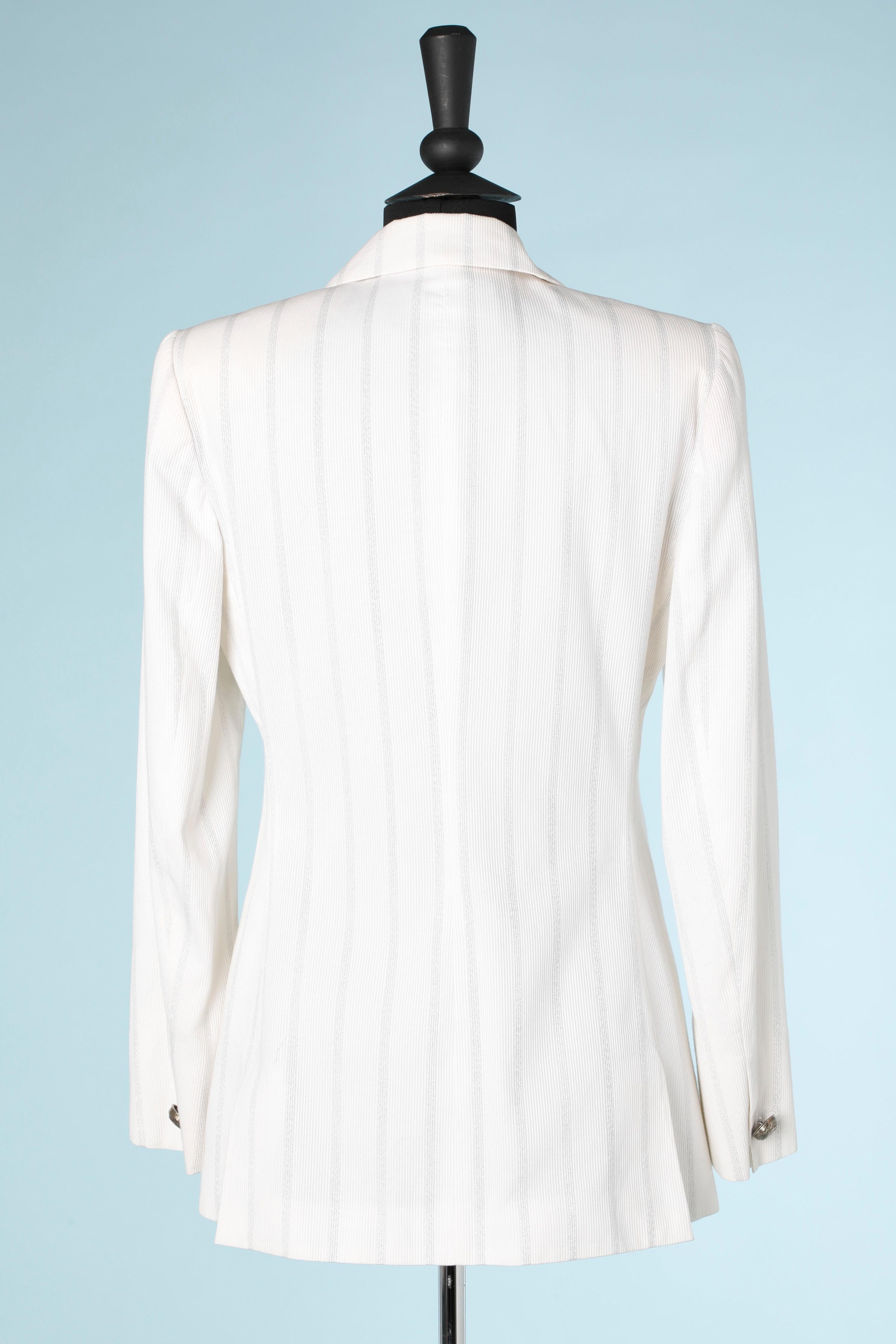 Women's White and silver lurex double-breasted jacket Versus by Gianni Versace  For Sale