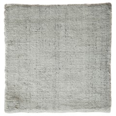 White and Silver Speckled Bamboo Silk Solid Hand-Loomed Contemporary Rug
