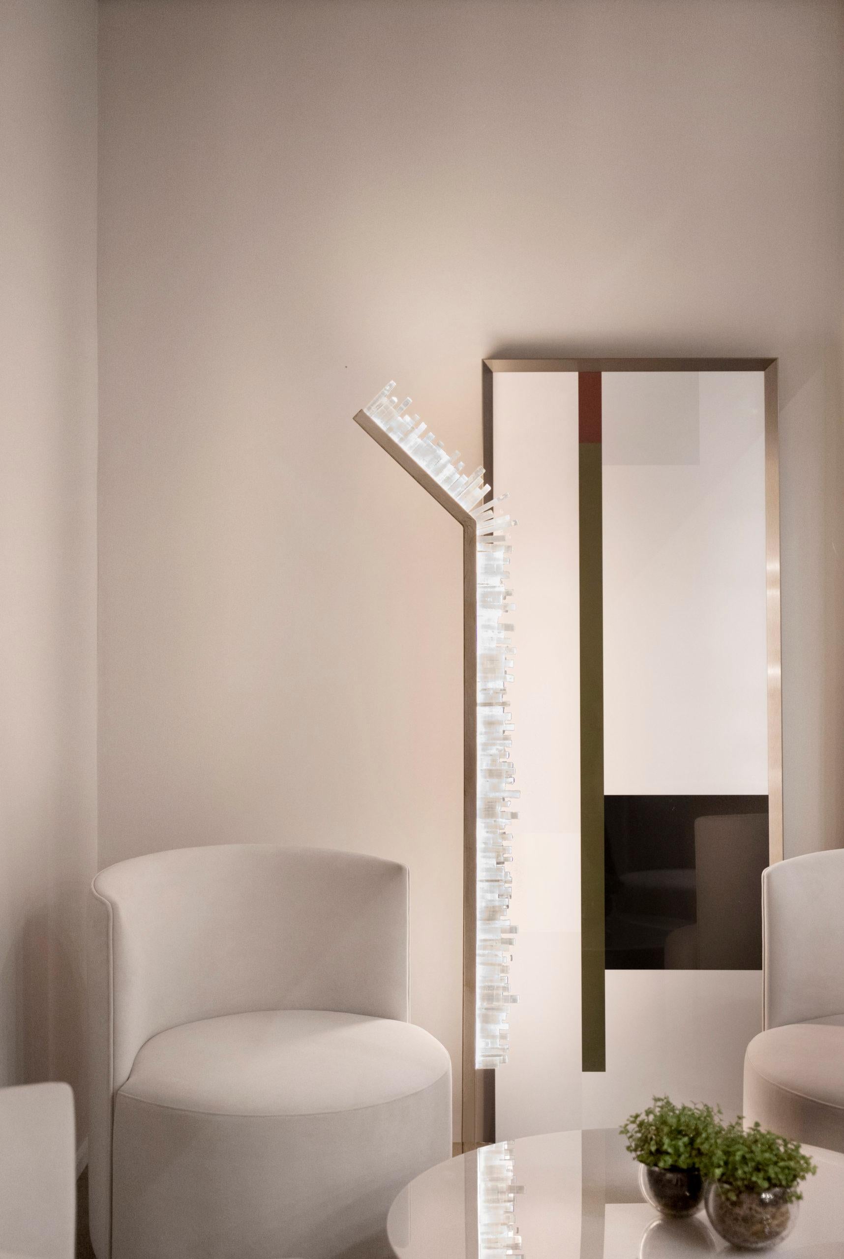 Contemporary White and Smoked Quartz Floor Lamp by Aver For Sale