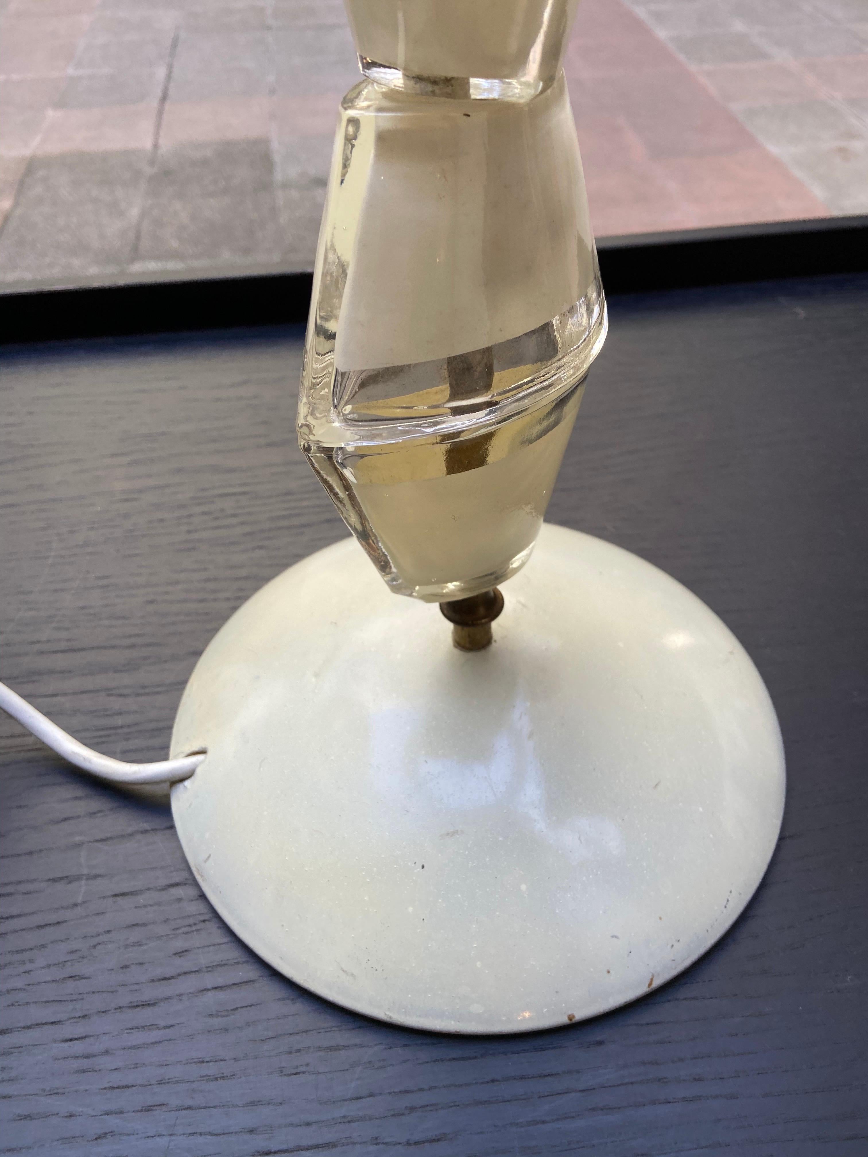 Bohemian White and Transparent Glass Lamp, circa 1970, Murano, Italy