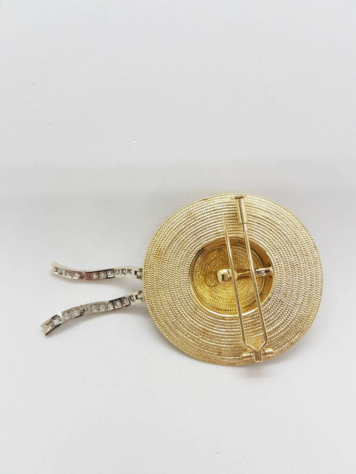 White and Yellow 18 Karat Gold Venetian Gondolier Hat Broach and Pendant In New Condition For Sale In Venice, IT