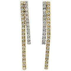 Contemporary White and Yellow 18 Karat Gold and White Diamond Earrings