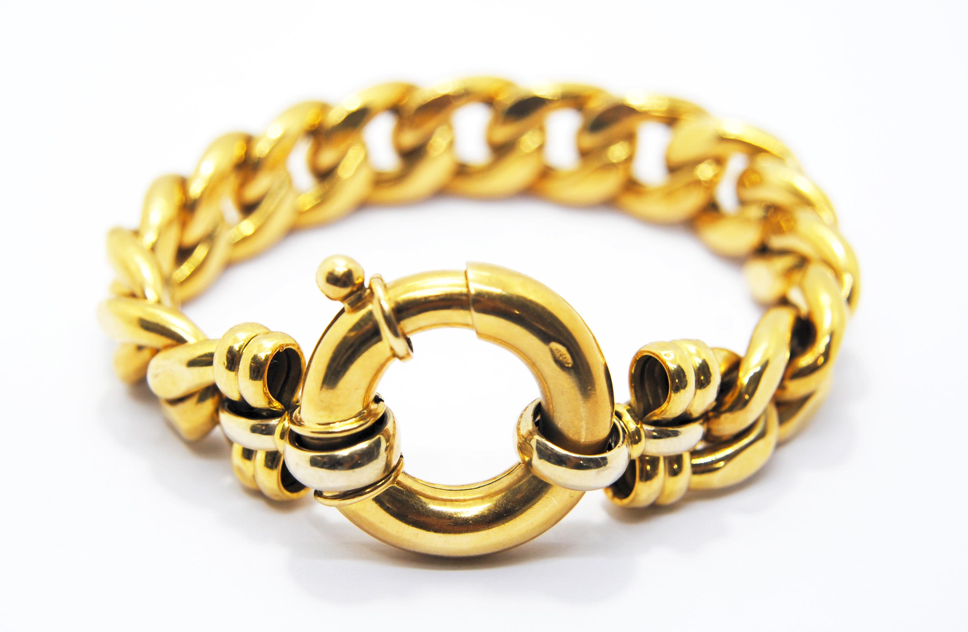 Modern White and Yellow 18 Karat Gold Link Bracelet