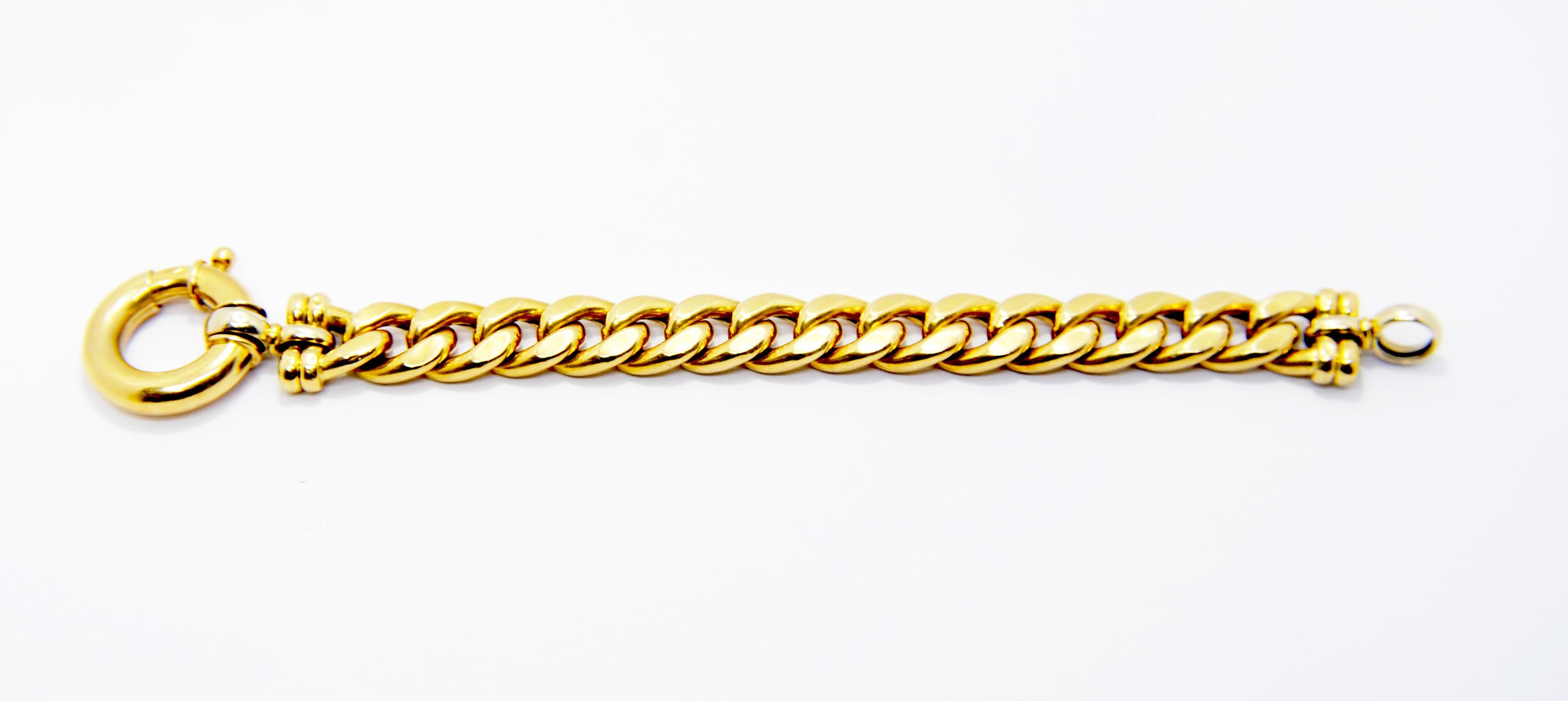 White and Yellow 18 Karat Gold Link Bracelet In Good Condition In Bilbao, ES