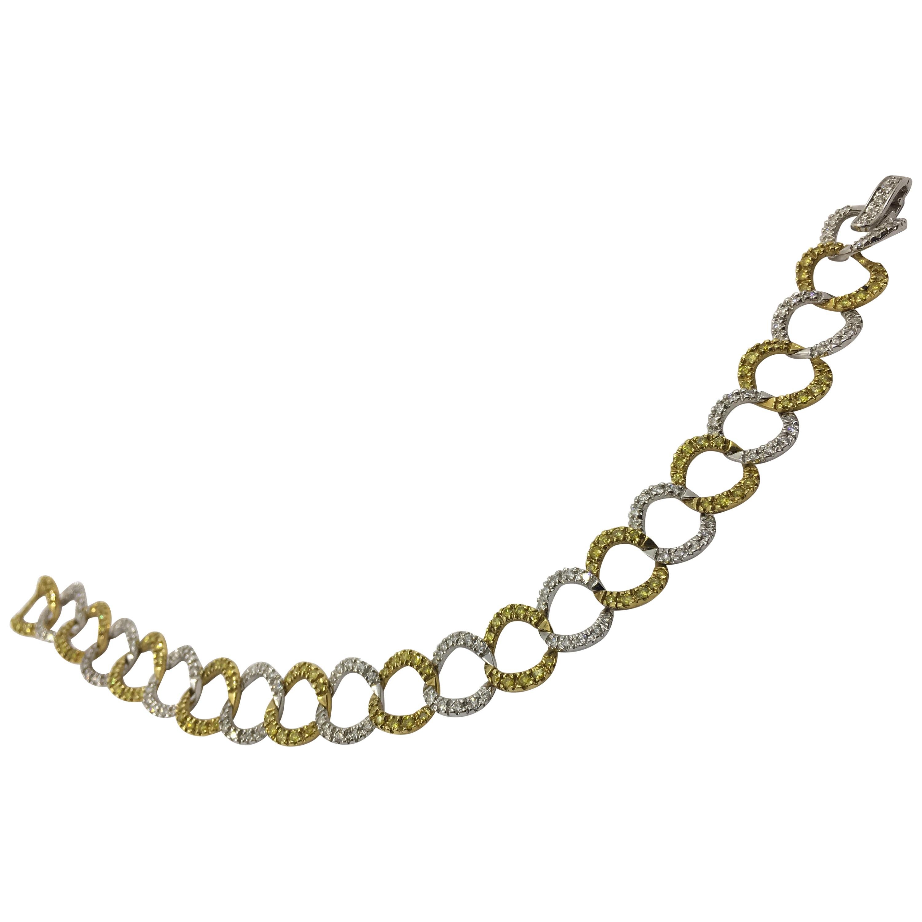 White and Yellow Diamond Bracelet # 269-10021 For Sale