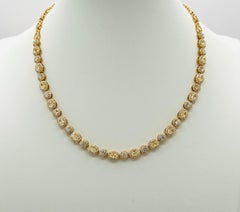 White and Yellow Diamond Cluster Necklace in 18K Yellow Gold