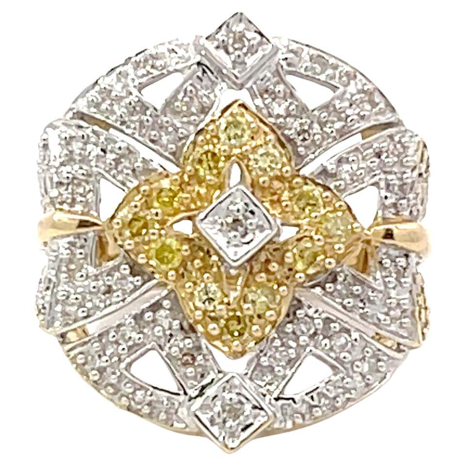 Customizable Geometric Diamond Pyramid Ring in 14K Yellow Gold For Sale ...