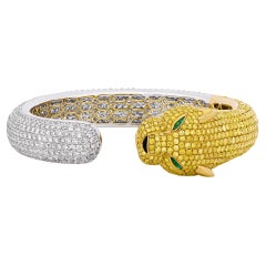 White and Yellow Diamond Panther Cuff