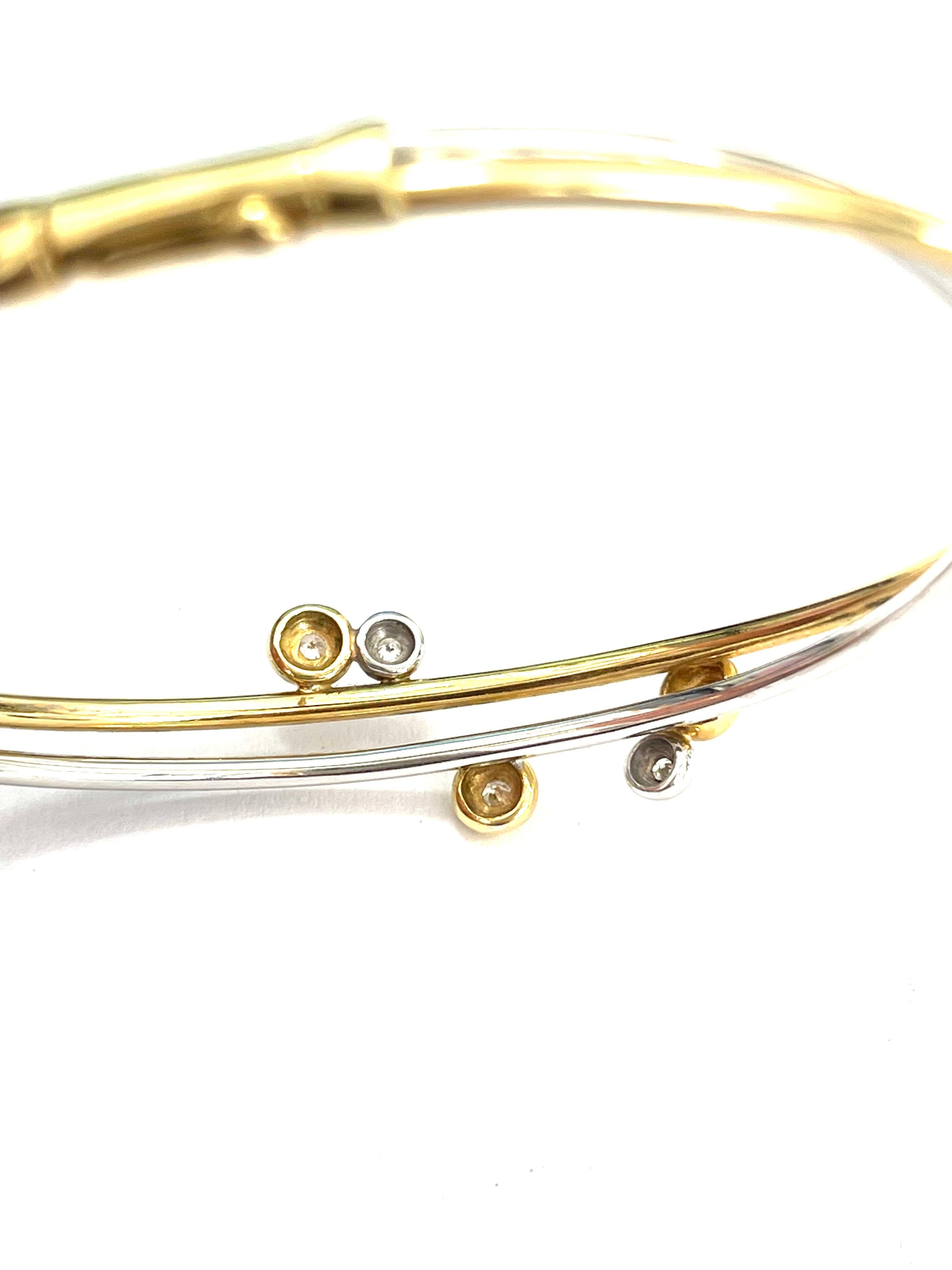 White and Yellow Flexible Bangle with Diamonds For Sale 2