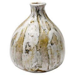 White and yellow glazed ceramic vase by Gisèle Buthod Garçon, circa 1980-1990