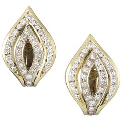White and Yellow Gold Chevron Earrings with Diamonds
