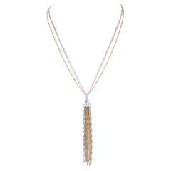 White and Yellow Gold d'Avossa Necklace with Fringe and Diamonds