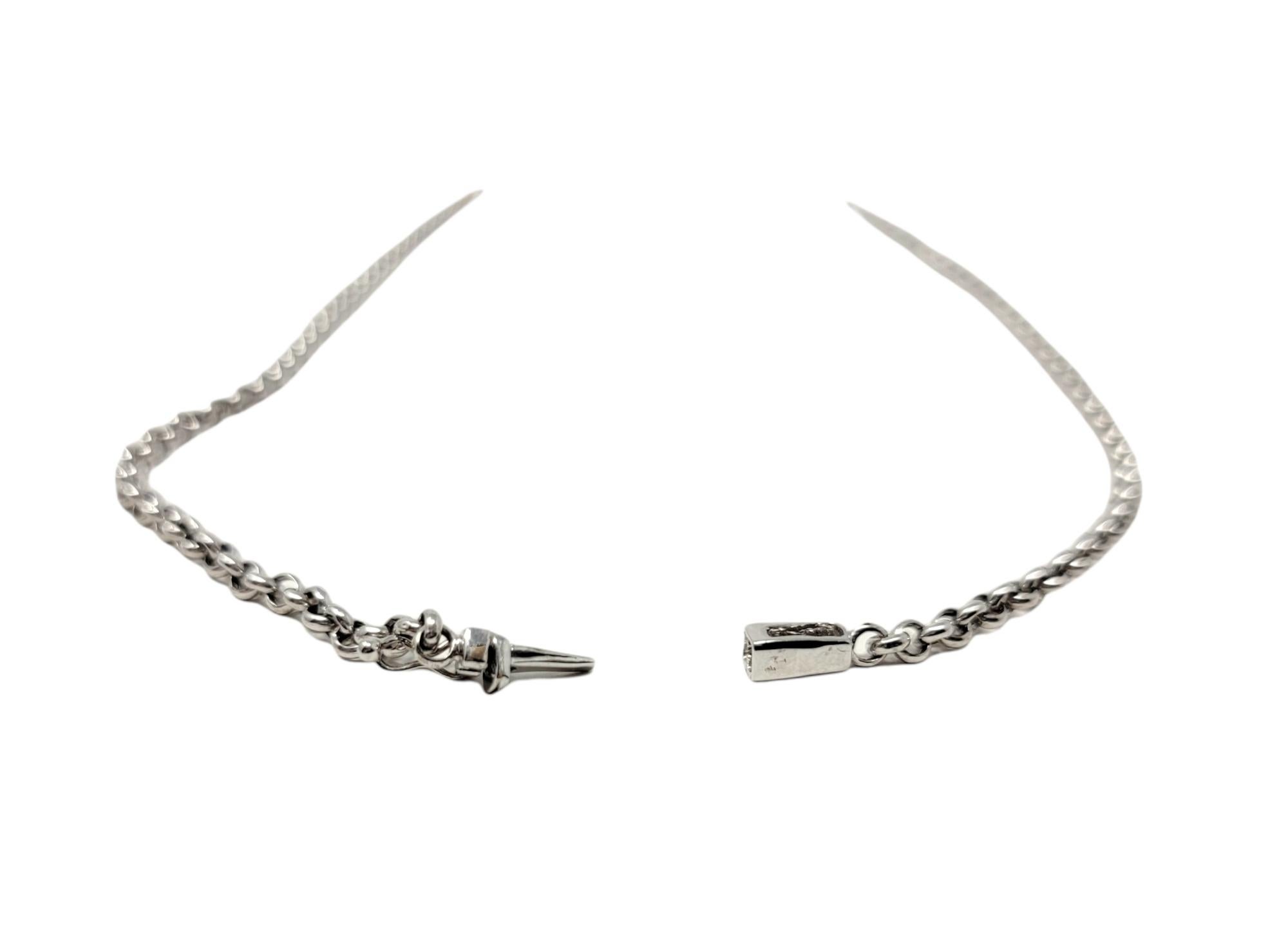 Collier goutte en or blanc et jaune avec cercle en forme de Y et diamants avec chaîne câble stationnaire en vente 3