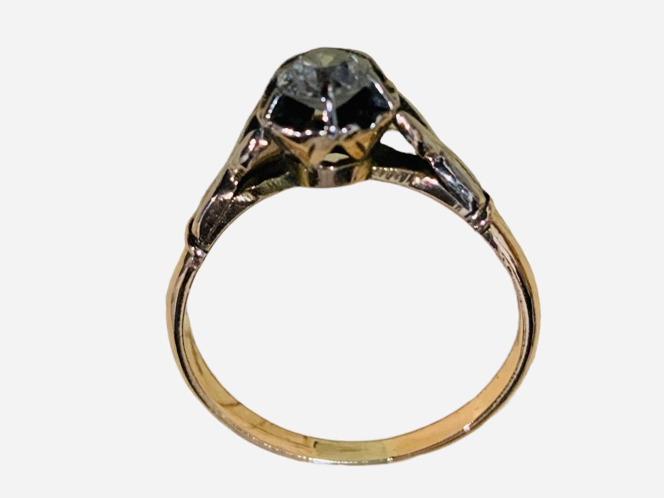 Victorian White And Yellow Gold Diamond Engagement Ring For Sale