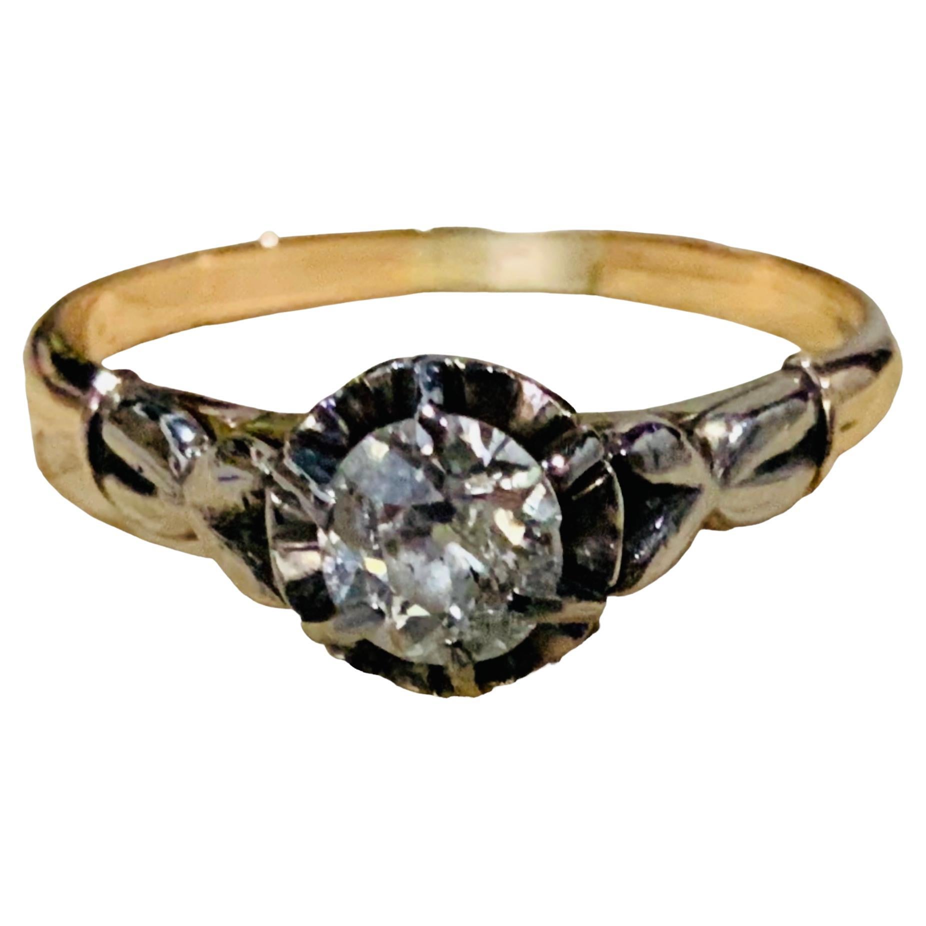 White And Yellow Gold Diamond Engagement Ring For Sale
