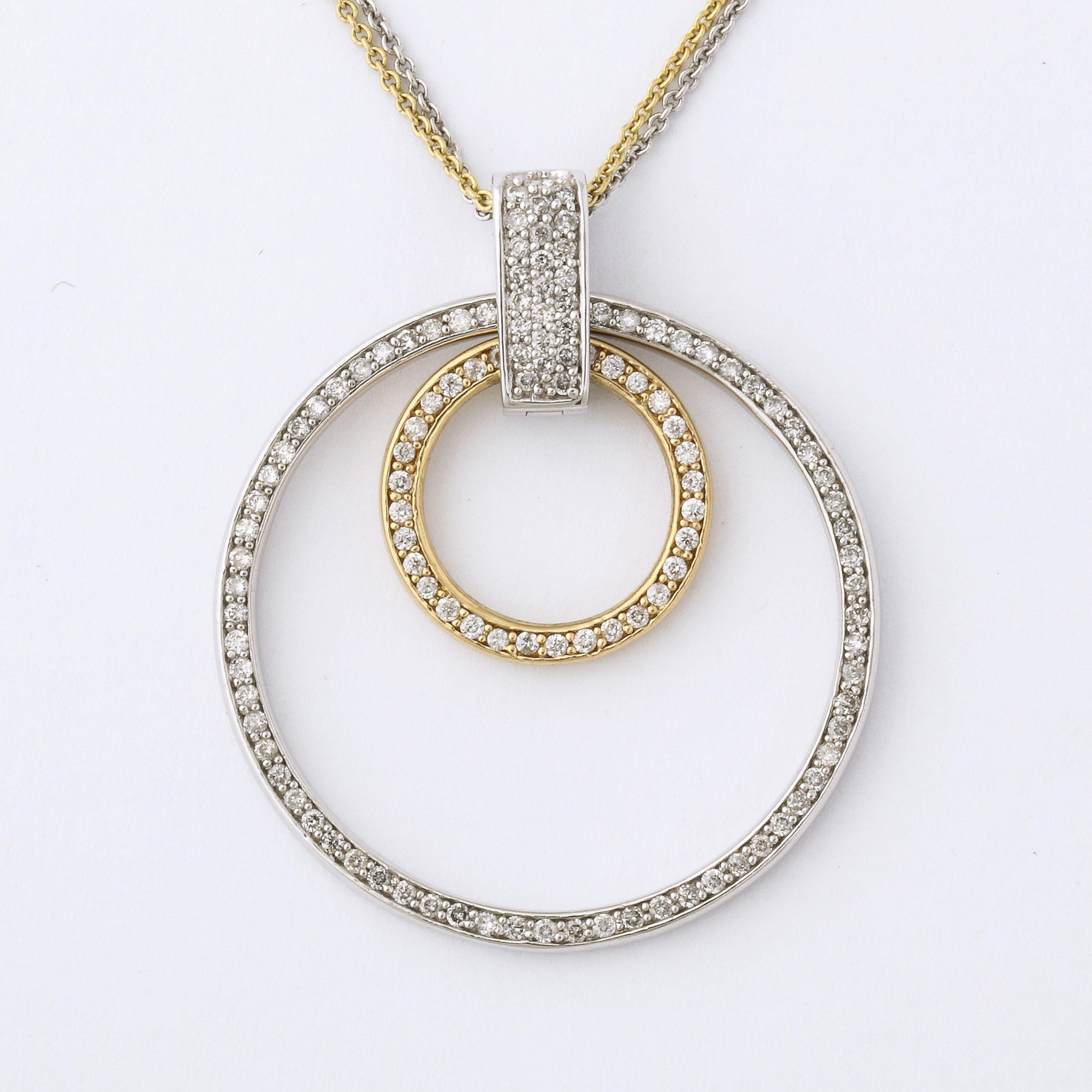 Modern White and Yellow Gold Diamond Necklace