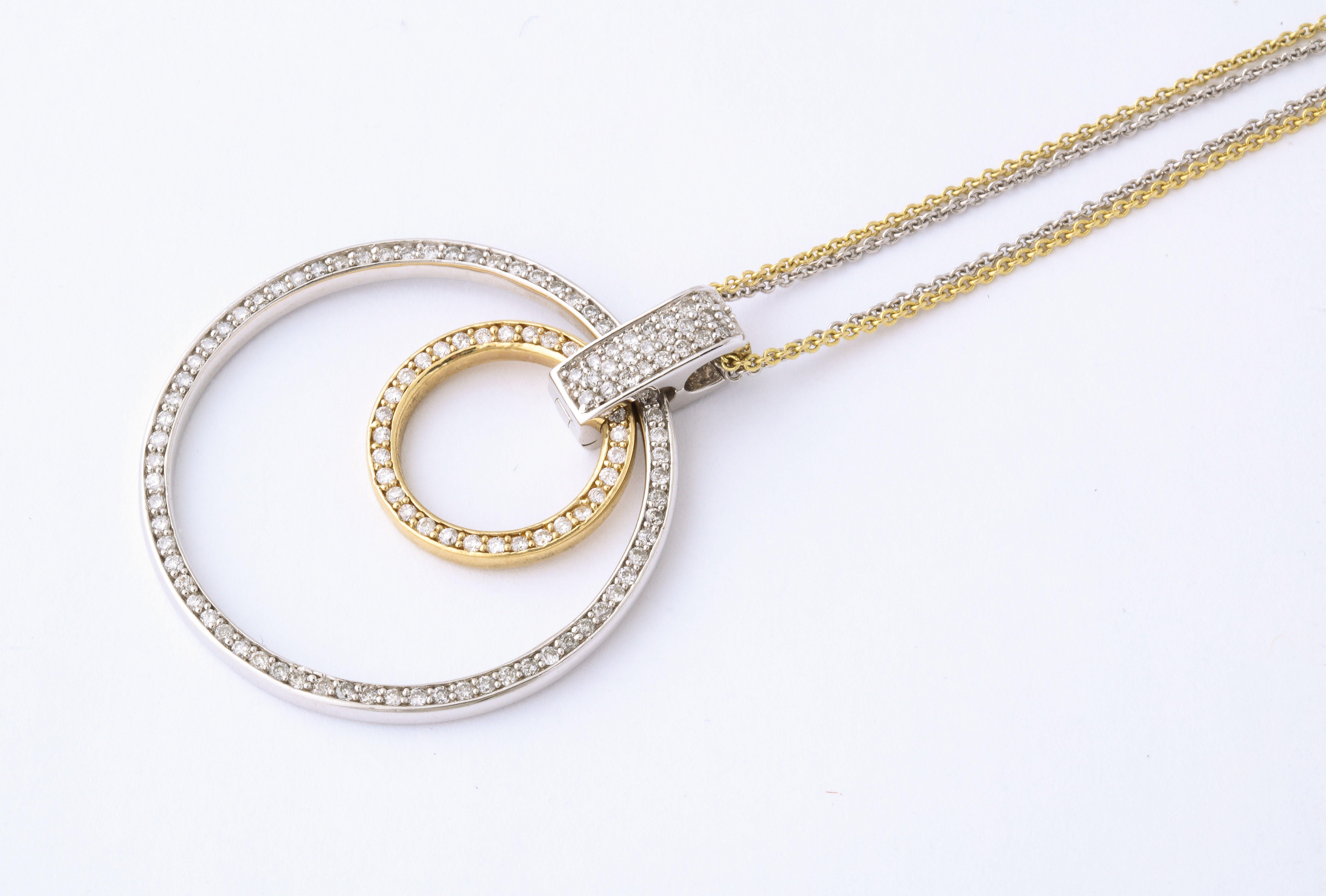White and Yellow Gold Diamond Necklace In Good Condition In New York, NY
