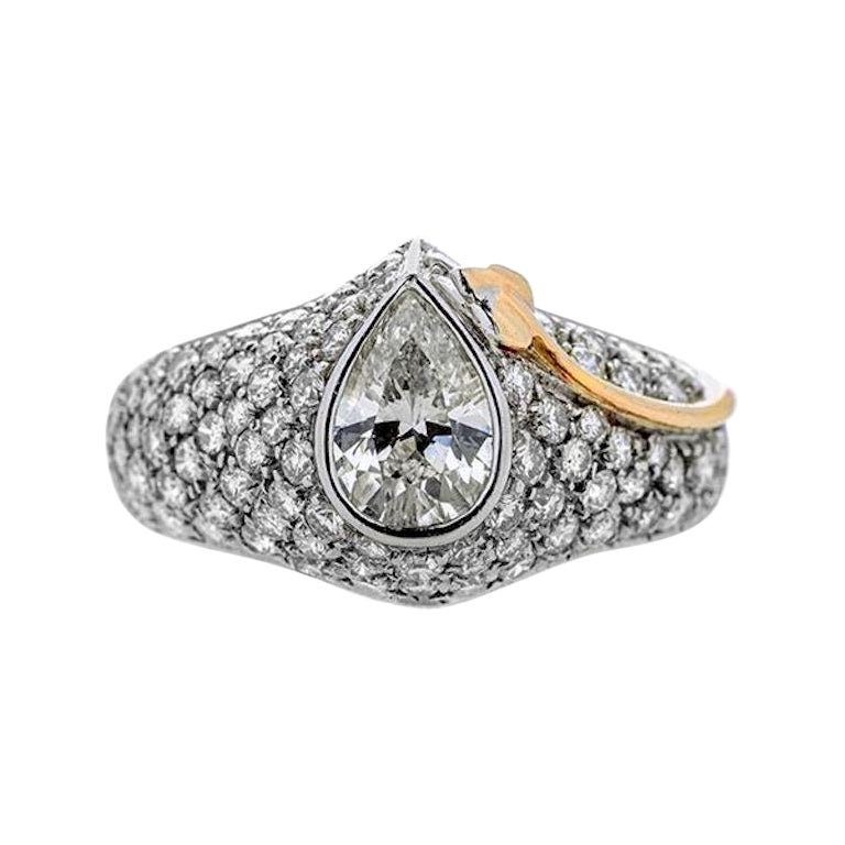Anello con diamante in oro bianco e giallo