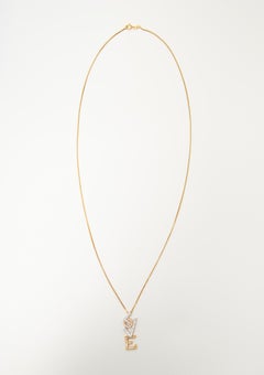 White and Yellow Gold Diamond set Articulated LOVE Pendant Necklace