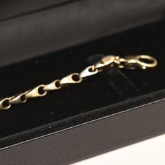 White and Yellow Gold Bracelet. Alternate Link Chain 14k Gold Bracelet Italian