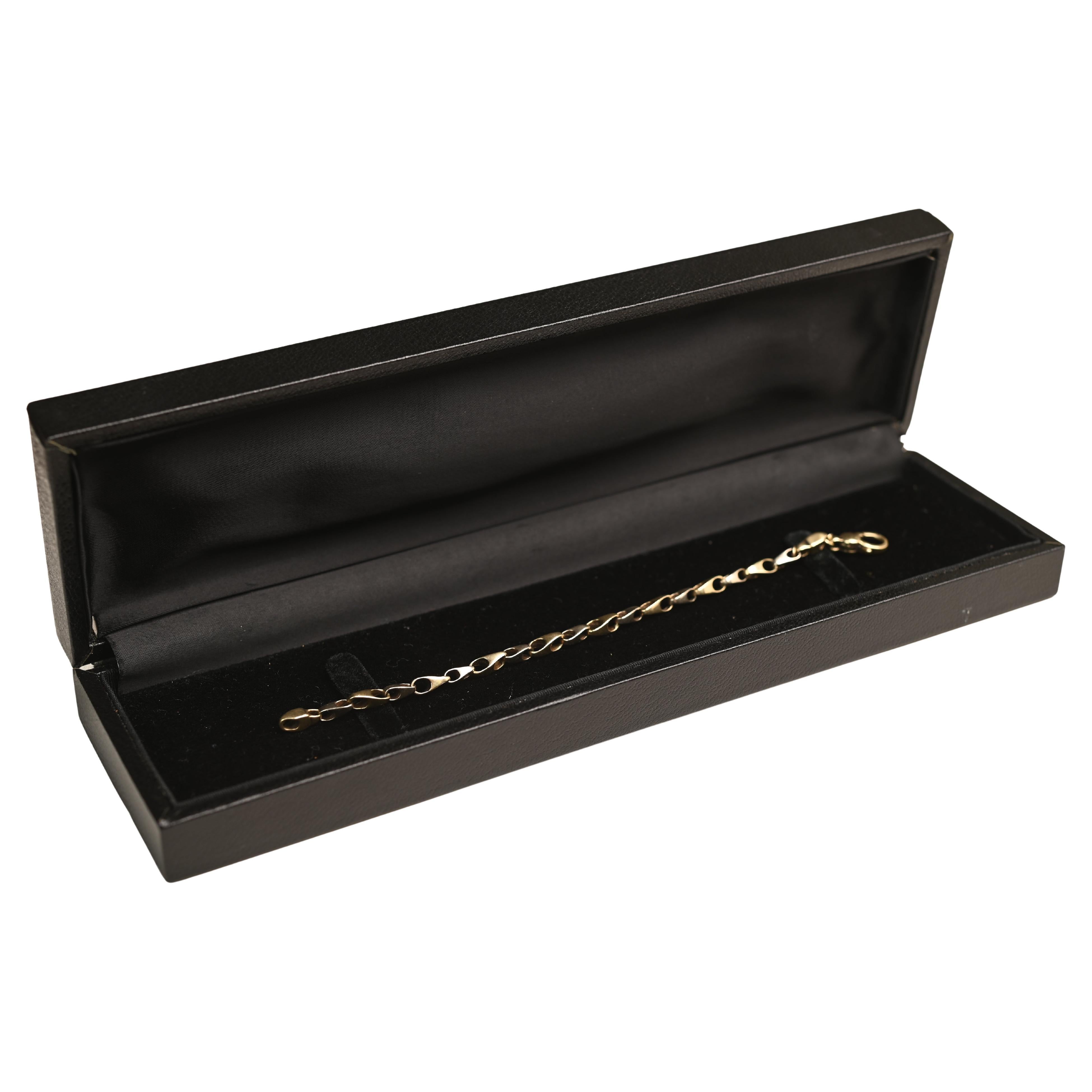 A Link-Armband aus Weiß- und Gelbgold, italienischer Schmuck im Angebot