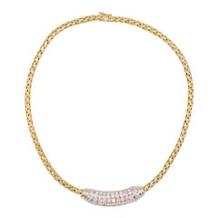 White and Yellow Gold Pave Station Necklace