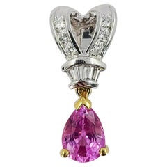 Vintage White and Yellow Gold Pink Sapphire and Diamond Pendant Enhancer