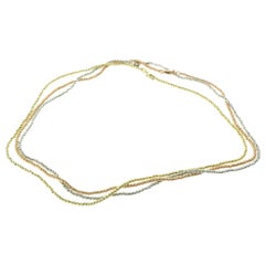 White, and Yellow Gold Small Thin Bead Ball Choker Necklace