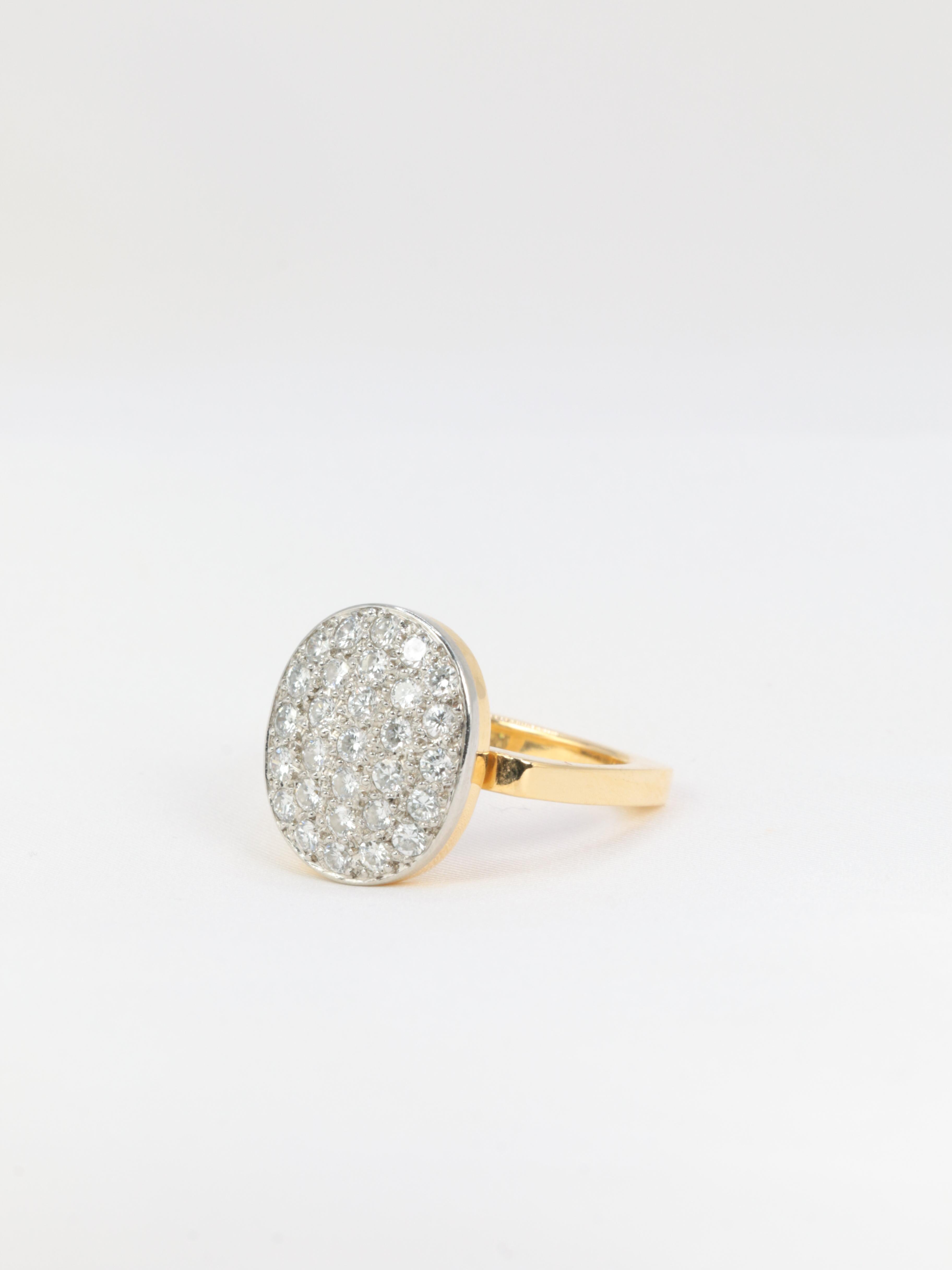 Retro White and Yellow Gold Vintage Dinh Van Ring Set with 2 Carat Diamonds For Sale