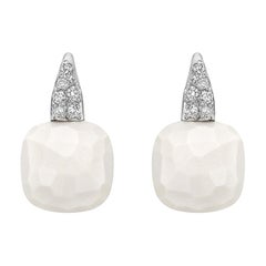White Andularia & Diamond "Capri" Drop Earrings