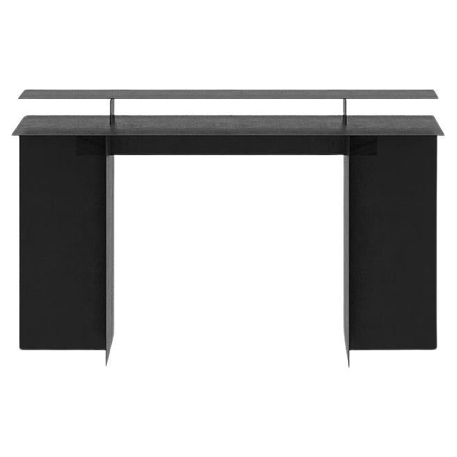 Conceptualized in 2023 by Leonardo Floresvillar, and crafted by hand with galvanized aluminum, coated with matte electrostatic paint. 
The Angulo Desk  was designed with two surface heights to work comfortably on a computer at your studio or at your