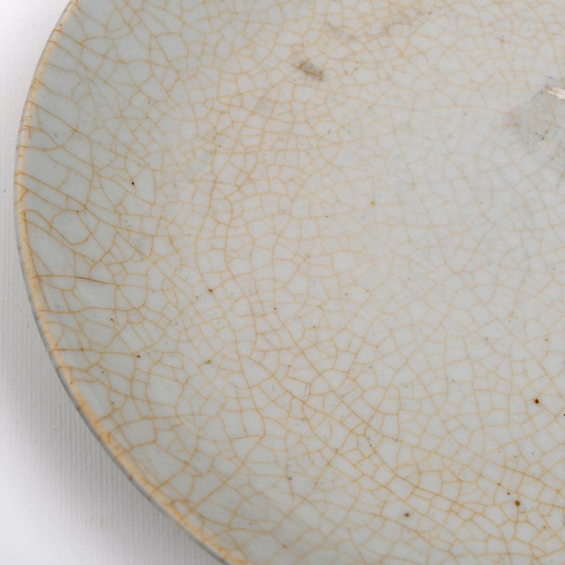 19th Century White Antique Celadon Plate For Sale