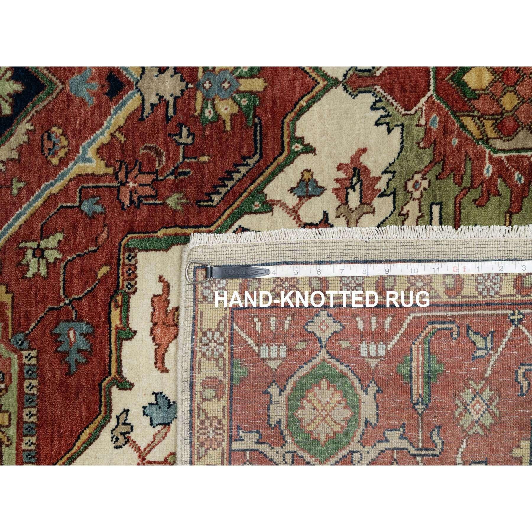 Tapis Heriz, blanc ancien, recréé à la main, noué à la main, 8'2