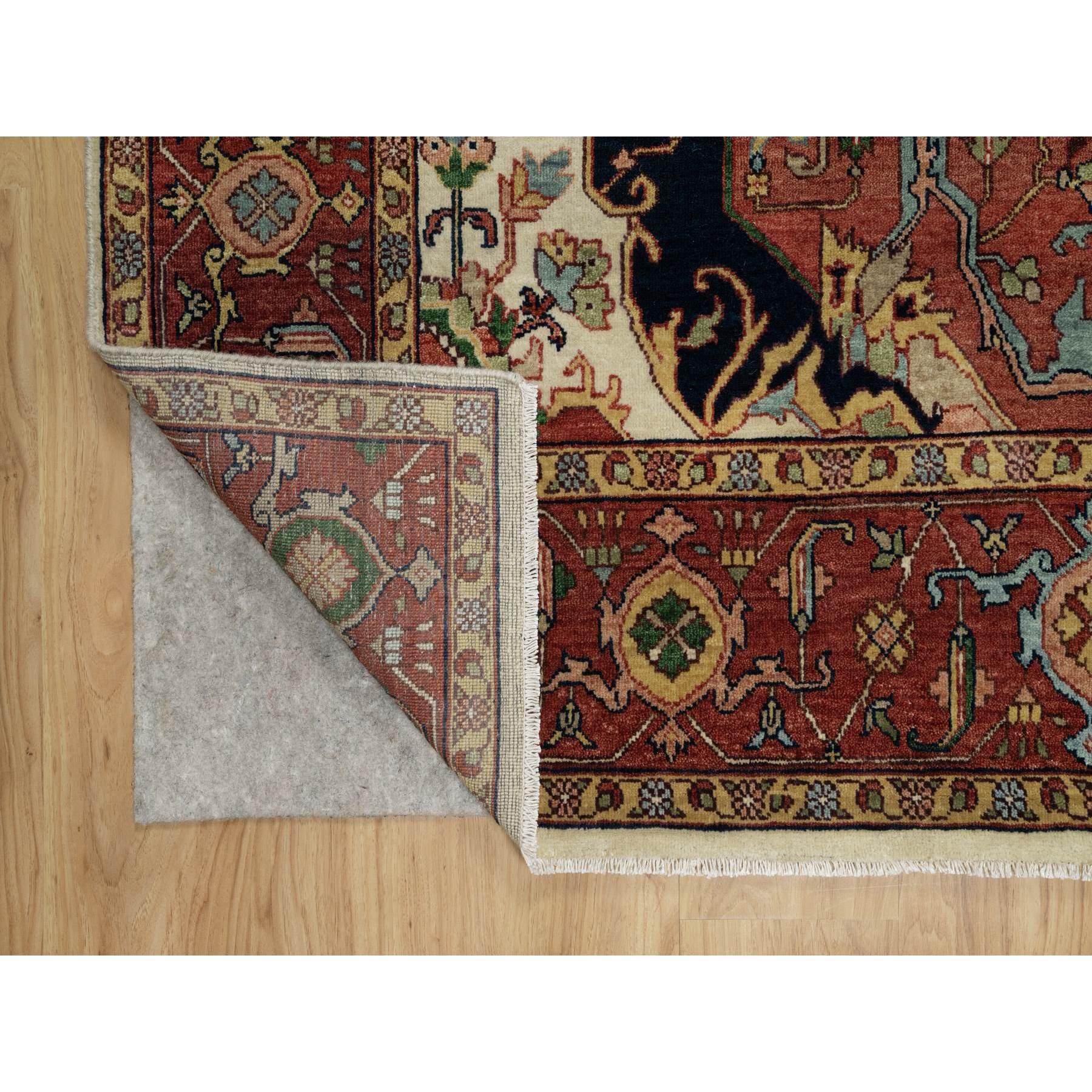 Indien Tapis Heriz, blanc ancien, recréé à la main, noué à la main, 8'2