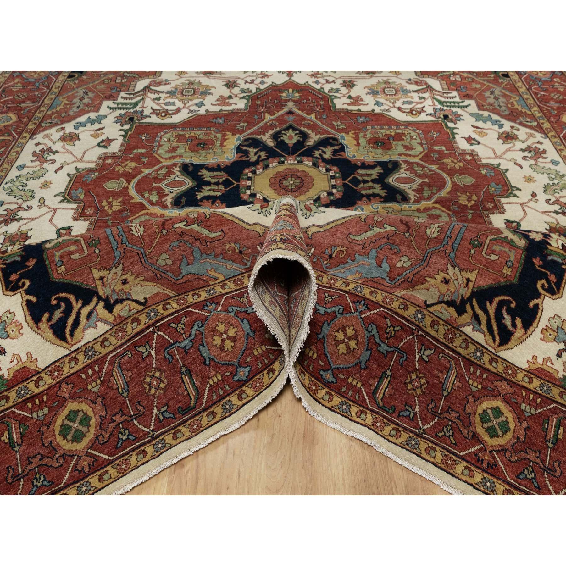 Noué à la main Tapis Heriz, blanc ancien, recréé à la main, noué à la main, 8'2