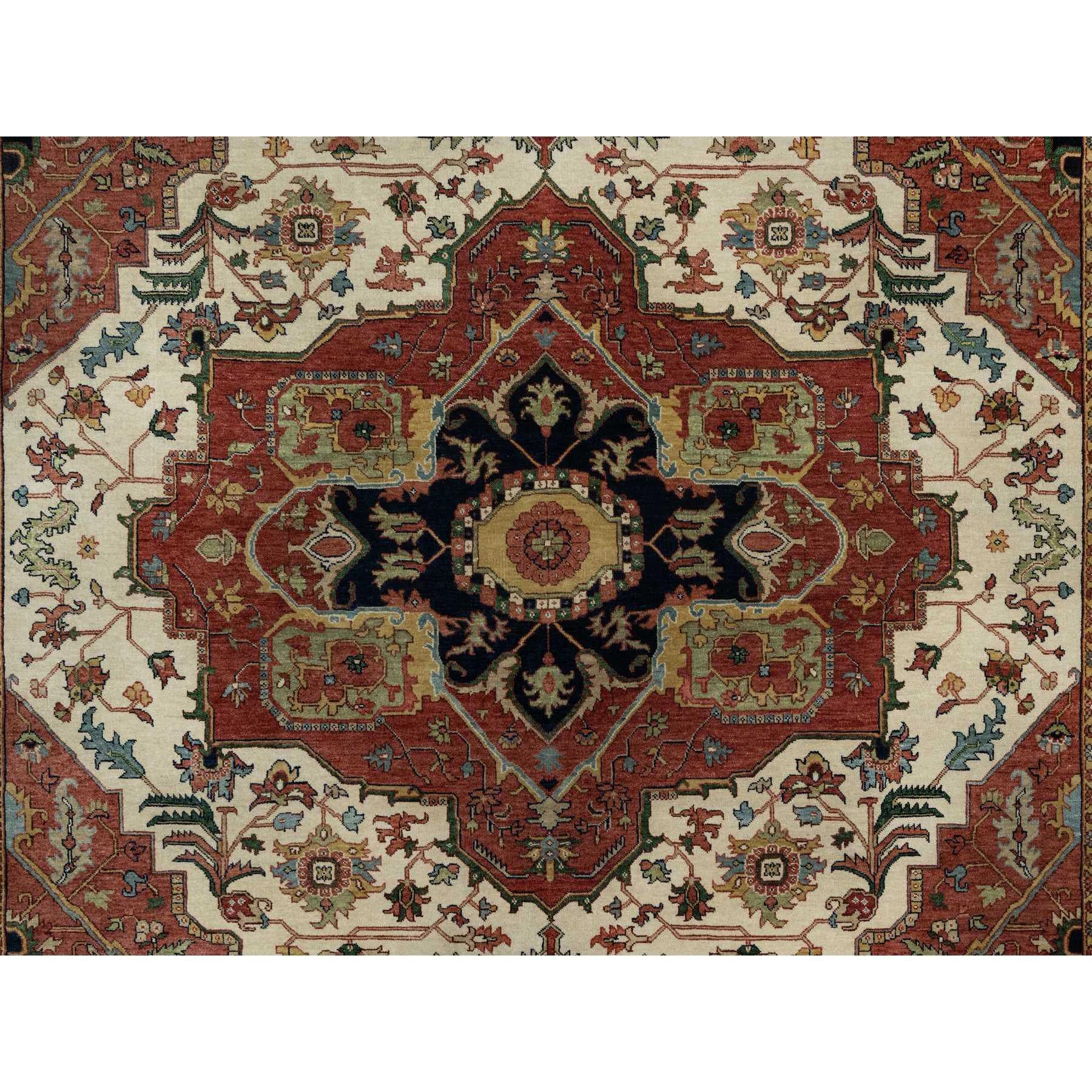 Laine Tapis Heriz, blanc ancien, recréé à la main, noué à la main, 8'2