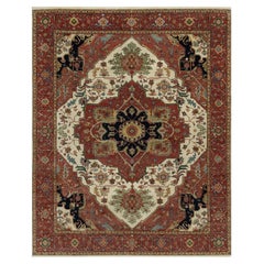 Tapis Heriz, blanc ancien, recréé à la main, noué à la main, 8'2" x 10'2"
