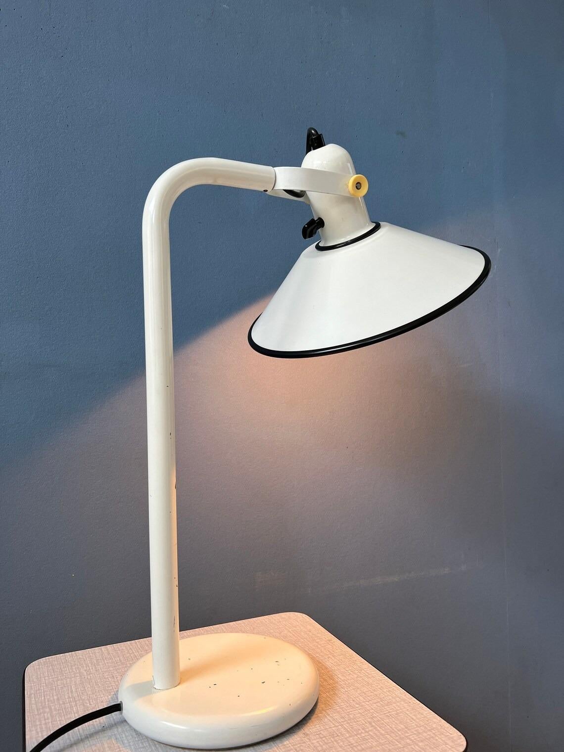20th Century White Anvia Desk Lamp - Mid Century Table Lamp - Vintage Office Light For Sale