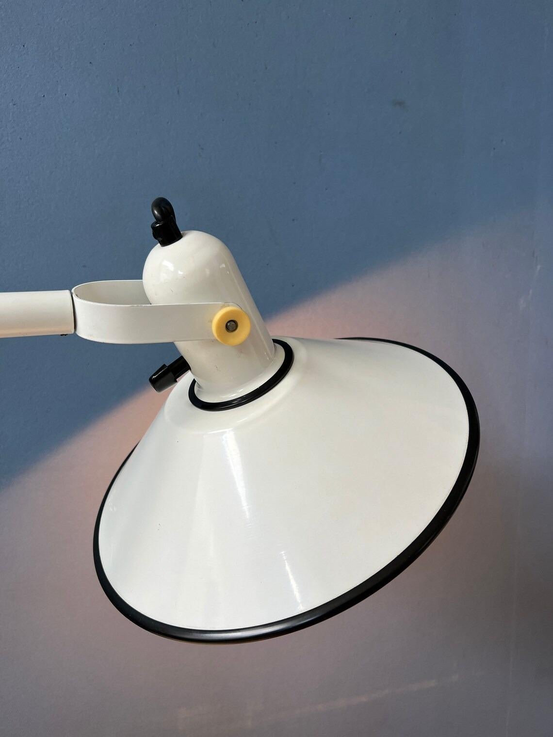 Metal White Anvia Desk Lamp - Mid Century Table Lamp - Vintage Office Light For Sale