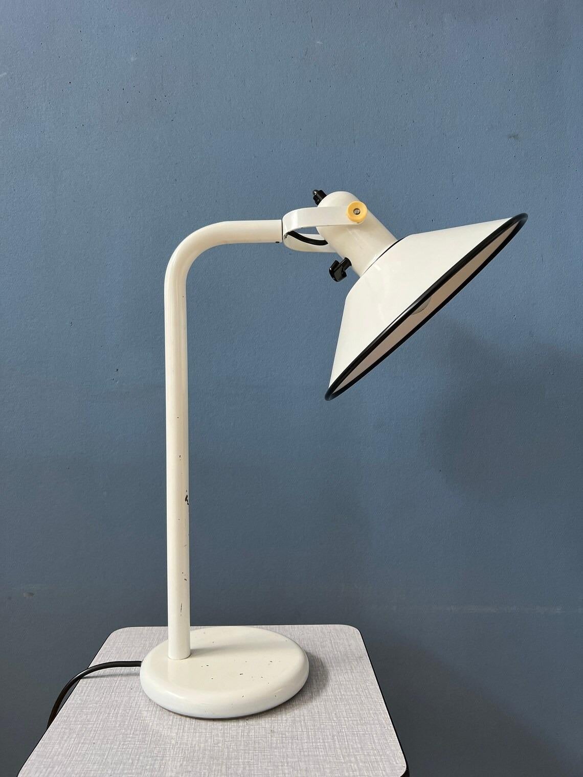 White Anvia Desk Lamp - Mid Century Table Lamp - Vintage Office Light For Sale 1