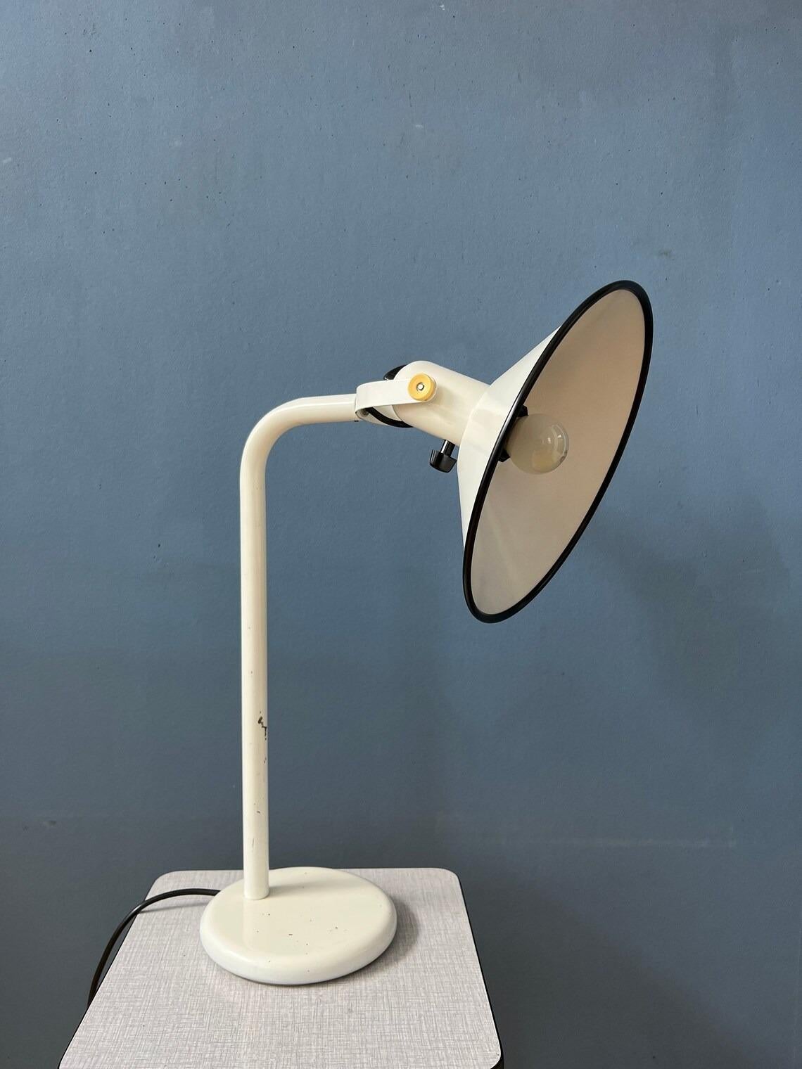 White Anvia Desk Lamp - Mid Century Table Lamp - Vintage Office Light For Sale 2