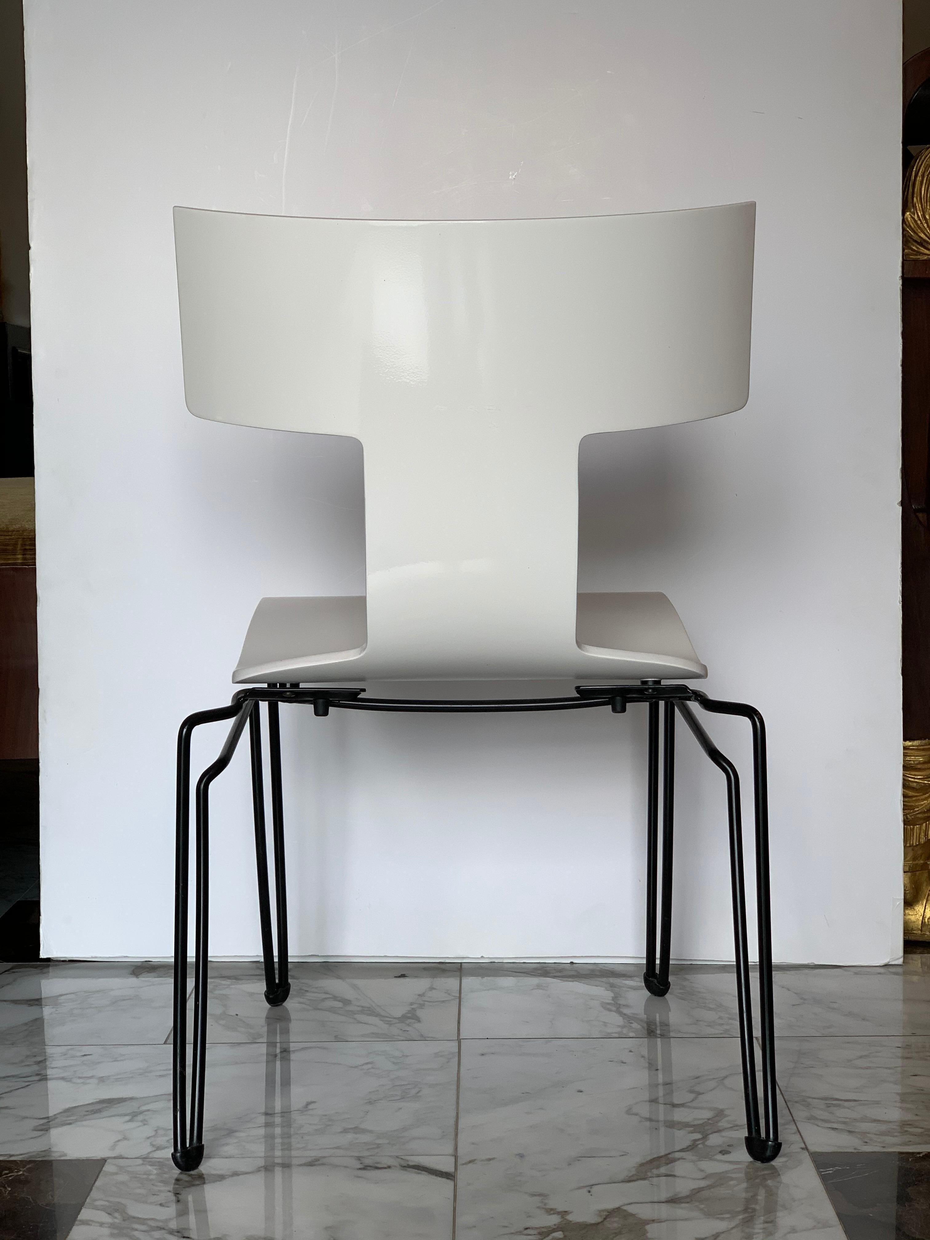 Post-Modern White Anziano Chairs by John Hutton for Donghia