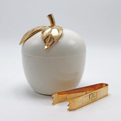 White Apple Ice Bucket with Plated 24k Gold, C. 1960