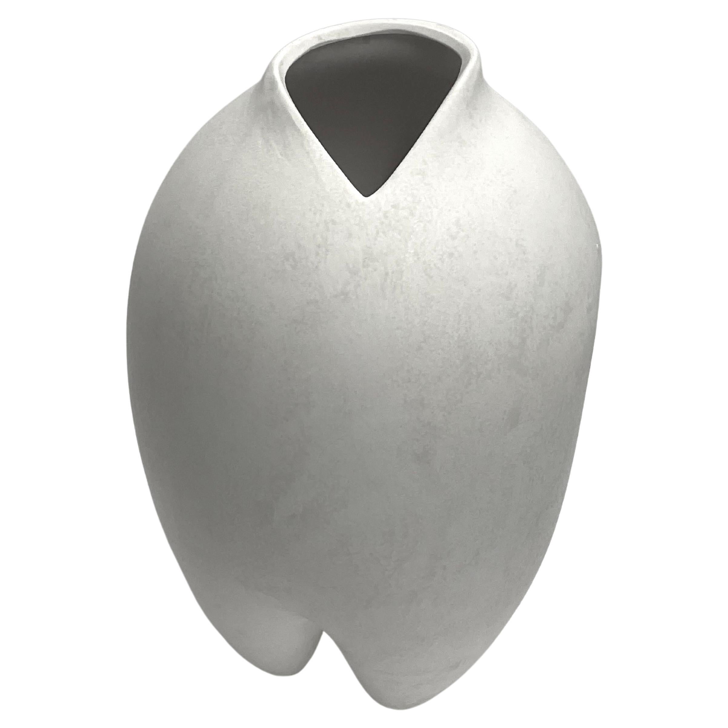 White Apple Shape Medium Size Vase, China, Contemporary