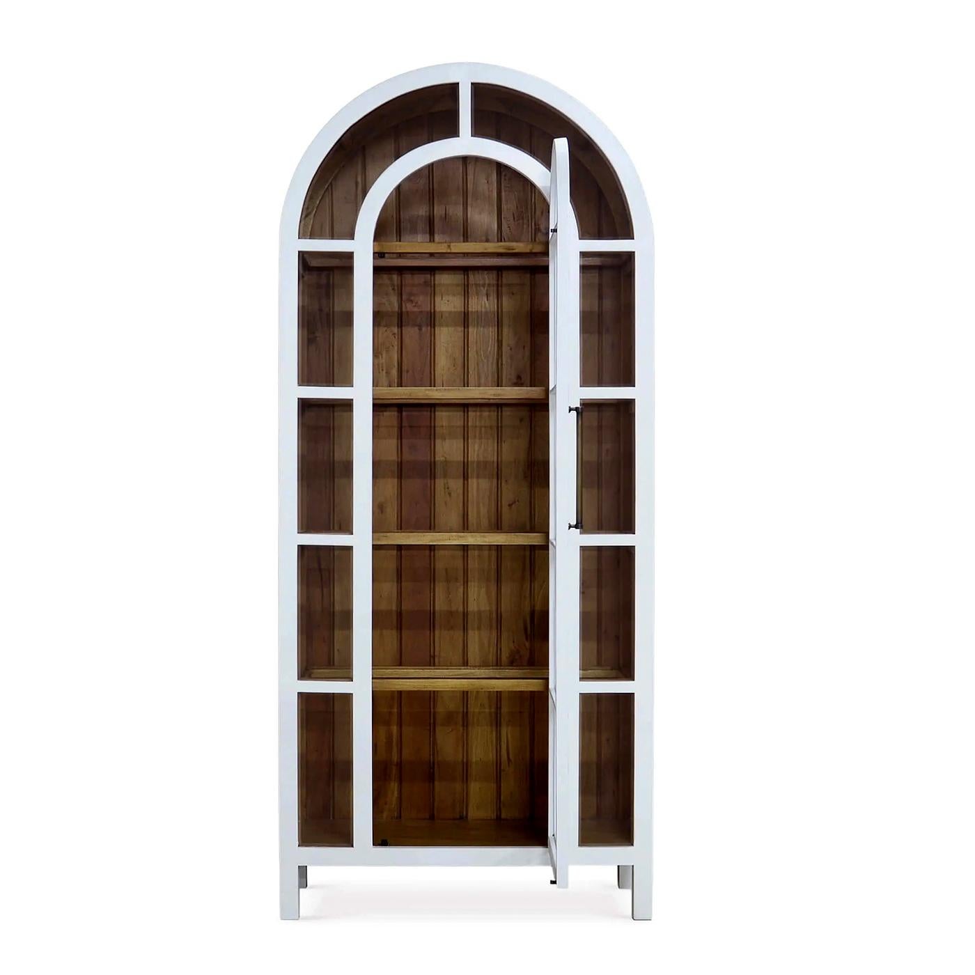 French Provincial White Arched Display Cabinet For Sale