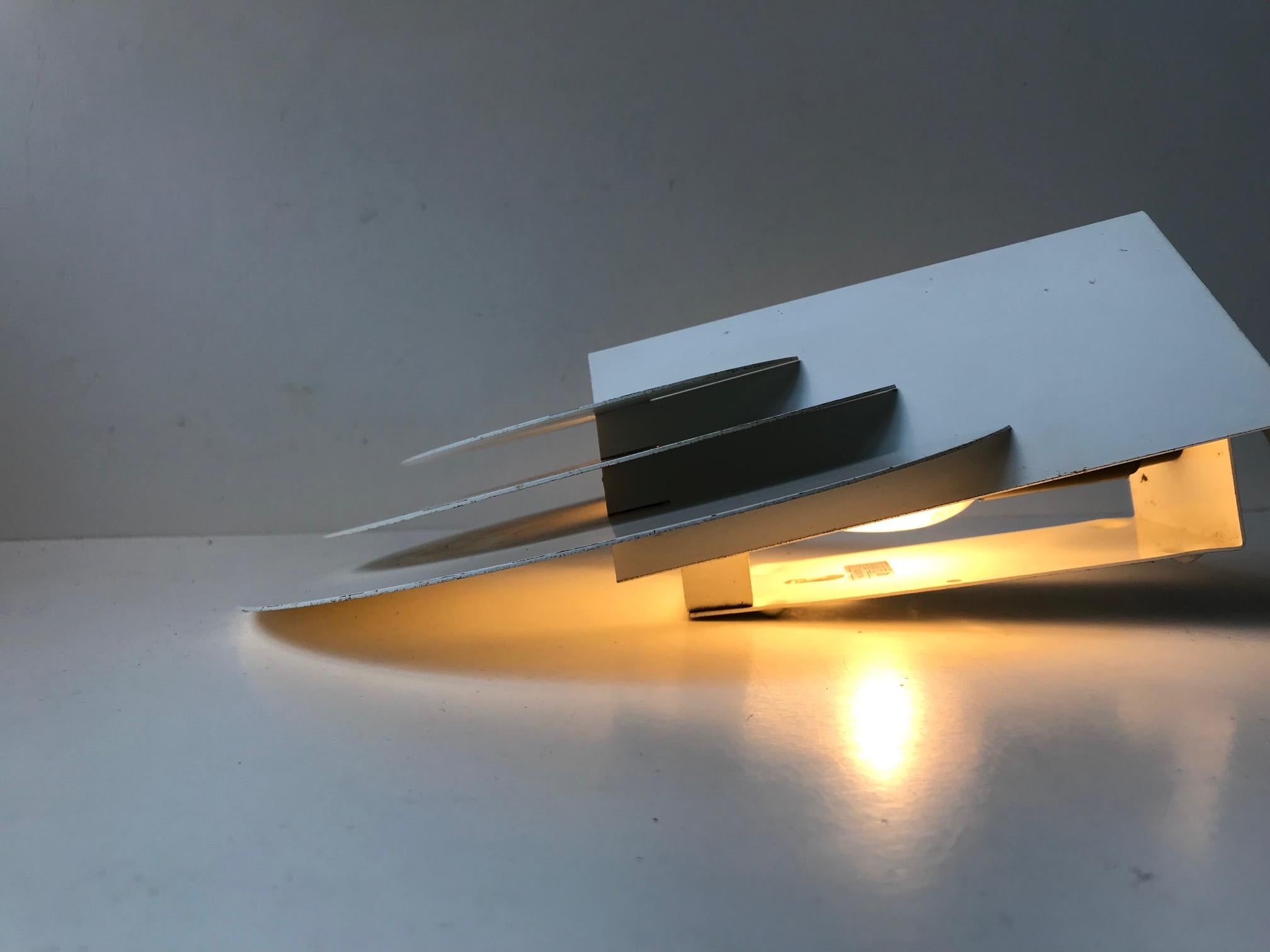 Powder-Coated White Architectural Minimalist Sconce from Lyskær, Denmark, 1980s