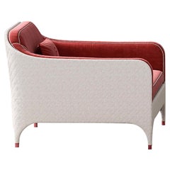 White Armchair with Red Cushions