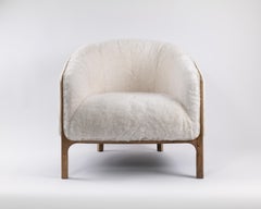 White Armchair with Shearling Upholstery, Osaka