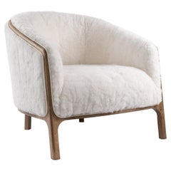 White Armchair with Shearling Upholstery, Osaka