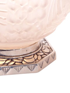 White Art Deco Glass Table Lamp by Muller Frères Luneville, France, 1920s